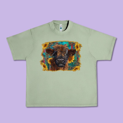 Highland Cow Calf With Western Background Urban Heavy Tee Designed By Ranaportraitstore