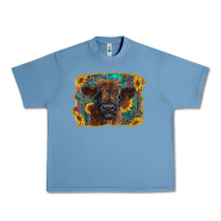 Pebble Blue highland cow calf with western background Urban Heavy Tee - RanaPortraitStore