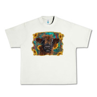 Pistachio highland cow calf with western background Urban Heavy Tee - RanaPortraitStore