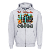Heather Grey i'd rather be camping Zipper Hoodie - JahusDesignShop