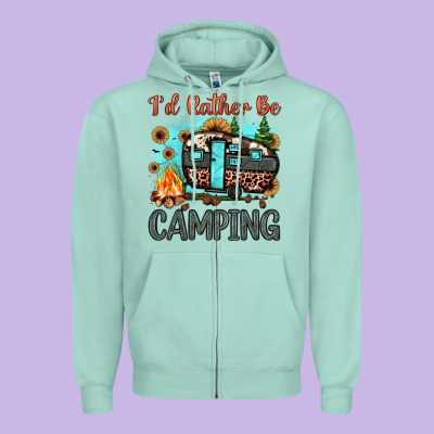I'd Rather Be Camping Zipper Hoodie Designed By Jahusdesignshop