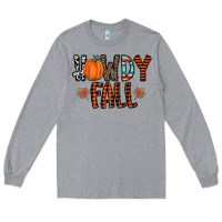 Heather Grey howdy fall Long Sleeve Tee - CowhideDigitalArt