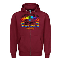 Burgundy wishing all of the transphobes uncomfortable month Zipper Hoodie - Artiststas