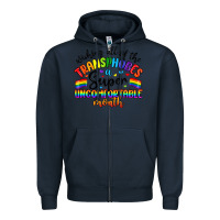 Navy wishing all of the transphobes uncomfortable month Zipper Hoodie - Artiststas