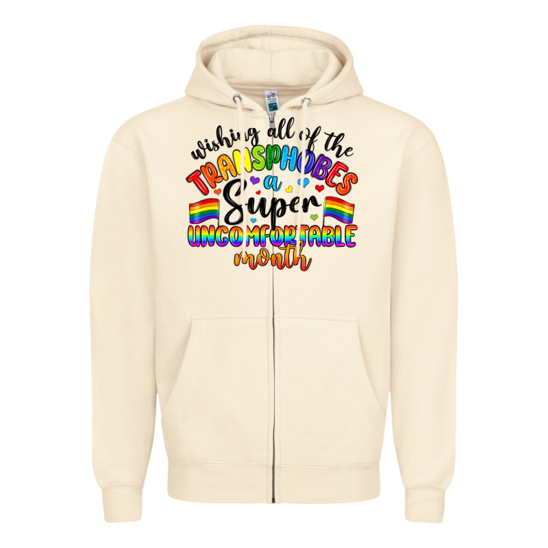 Wishing All Of The Transphobes Uncomfortable Month Zipper Hoodie by Artiststas | Teevron