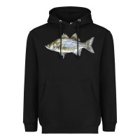 Black White Bass Fish Illustrations Heavyweight Hoodie - LillyAllenDesigns
