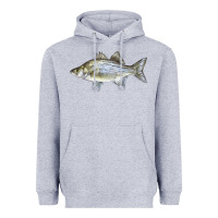 Heather Grey White Bass Fish Illustrations Heavyweight Hoodie - LillyAllenDesigns