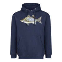 Navy White Bass Fish Illustrations Heavyweight Hoodie - LillyAllenDesigns