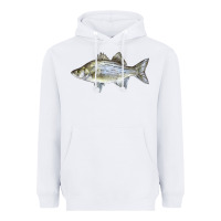 White White Bass Fish Illustrations Heavyweight Hoodie - LillyAllenDesigns