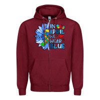 Burgundy in april we wear blue sunflower Zipper Hoodie - Artiststas