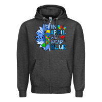 Charcoal Heather in april we wear blue sunflower Zipper Hoodie - Artiststas