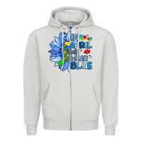 Dove Grey in april we wear blue sunflower Zipper Hoodie - Artiststas