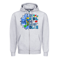 Heather Grey in april we wear blue sunflower Zipper Hoodie - Artiststas