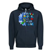 Navy in april we wear blue sunflower Zipper Hoodie - Artiststas