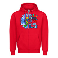 Red in april we wear blue sunflower Zipper Hoodie - Artiststas