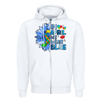 White in april we wear blue sunflower Zipper Hoodie - Artiststas