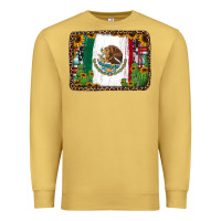 Antique Gold mexican flag background with cactus and sunflower Premium Sweatshirt - Jasminsmagicworld