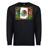 Black mexican flag background with cactus and sunflower Premium Sweatshirt - Jasminsmagicworld