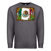 Charcoal Heather mexican flag background with cactus and sunflower Premium Sweatshirt - Jasminsmagicworld