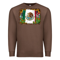 Mexican Flag Background With Cactus And Sunflower Premium Sweatshirt | Teevron