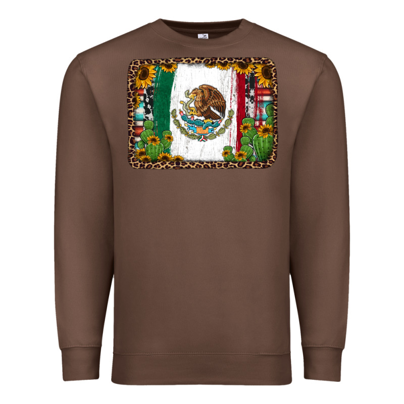 Mexican Flag Background With Cactus And Sunflower Premium Sweatshirt by Jasminsmagicworld | Teevron