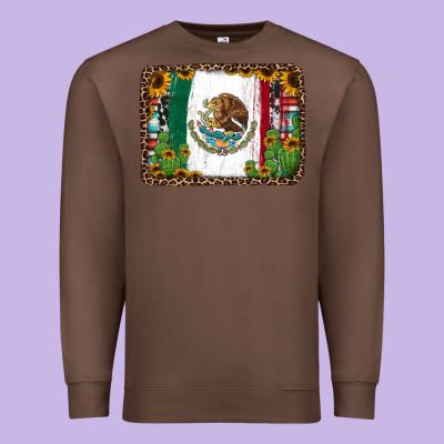 Mexican Flag Background With Cactus And Sunflower Premium Sweatshirt Designed By Jasminsmagicworld