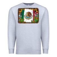 Heather Grey mexican flag background with cactus and sunflower Premium Sweatshirt - Jasminsmagicworld