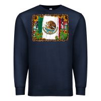 Navy mexican flag background with cactus and sunflower Premium Sweatshirt - Jasminsmagicworld