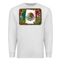 Oatmeal Heather mexican flag background with cactus and sunflower Premium Sweatshirt - Jasminsmagicworld