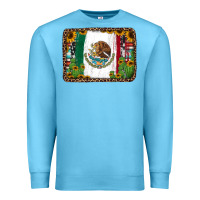 Ocean Blue mexican flag background with cactus and sunflower Premium Sweatshirt - Jasminsmagicworld
