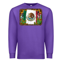 Purple mexican flag background with cactus and sunflower Premium Sweatshirt - Jasminsmagicworld