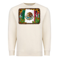 Sandshell mexican flag background with cactus and sunflower Premium Sweatshirt - Jasminsmagicworld