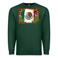 Sports Green mexican flag background with cactus and sunflower Premium Sweatshirt - Jasminsmagicworld