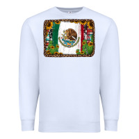 White mexican flag background with cactus and sunflower Premium Sweatshirt - Jasminsmagicworld