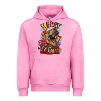 Fuchsia Pink t rex merry rexmas Urban Hoodie - LillyAllenDesigns