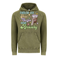 Vintage Olive fueled by iced coffee and anxiety Vintage Hoodie - MaliasSmallBusiness