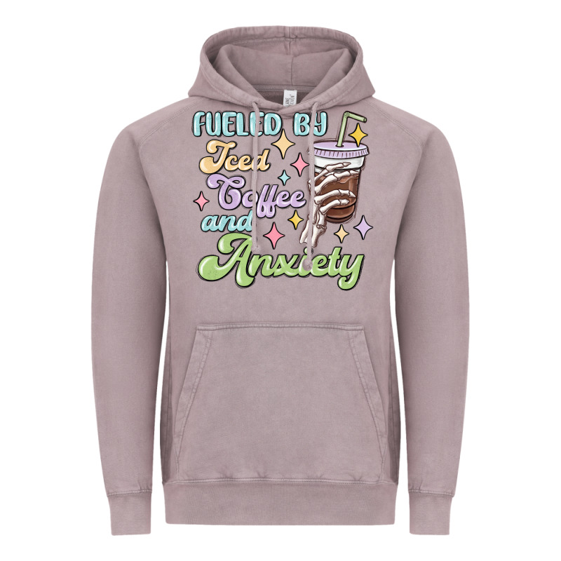 Fueled By Iced Coffee And Anxiety Vintage Hoodie by MaliasSmallBusiness | Teevron