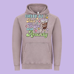 Fueled By Iced Coffee And Anxiety Vintage Hoodie Designed By Maliassmallbusiness