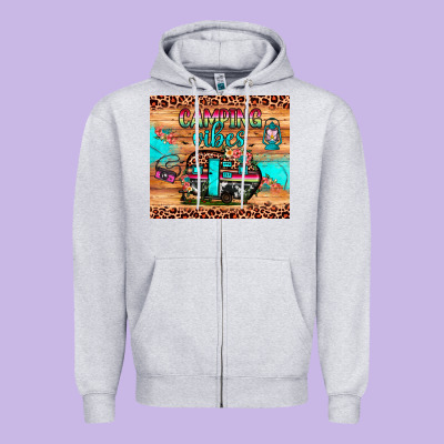 Camping Vibes Zipper Hoodie Designed By Jahusdesignshop