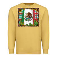 Antique Gold mexican flag background with cactus and sunflower tumbler Premium Sweatshirt - Jasminsmagicworld