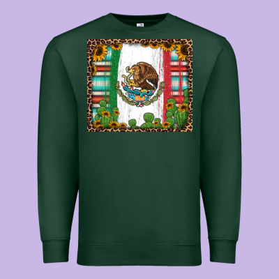Mexican Flag Background With Cactus And Sunflower Tumbler Premium Sweatshirt Designed By Jasminsmagicworld