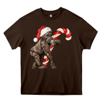 Chocolate Brown Christmas Candy Cane Baby Gorilla Heavy Core Tee - LillyAllenDesigns