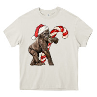 Cream Christmas Candy Cane Baby Gorilla Heavy Core Tee - LillyAllenDesigns