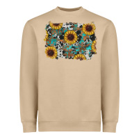 Mushroom western sunflowers turquoise cowhide background Heavyweight Sweatshirt - RanaPortraitStore