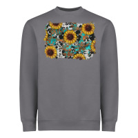 Storm western sunflowers turquoise cowhide background Heavyweight Sweatshirt - RanaPortraitStore