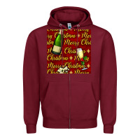 Burgundy merry christmas champagne seamless pattern Zipper Hoodie - BundleAndBundleShop