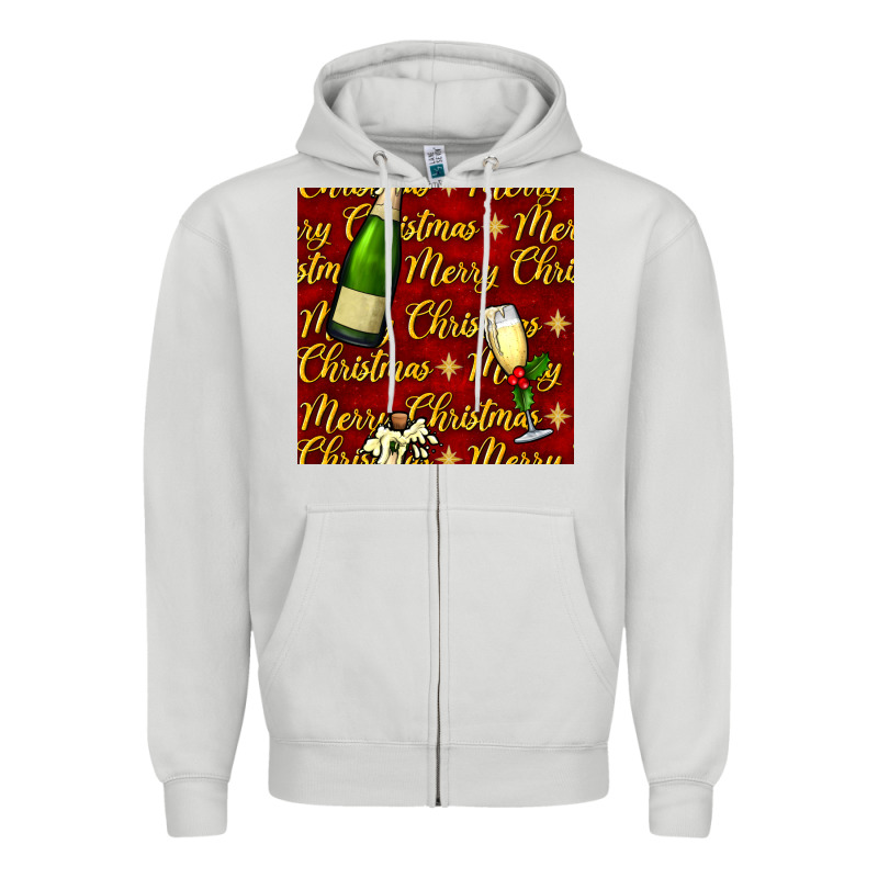 Merry Christmas Champagne Seamless Pattern Zipper Hoodie by BundleAndBundleShop | Teevron
