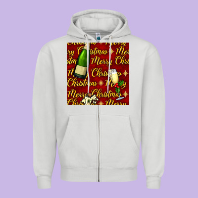 Merry Christmas Champagne Seamless Pattern Zipper Hoodie Designed By Bundleandbundleshop