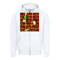 White merry christmas champagne seamless pattern Zipper Hoodie - BundleAndBundleShop