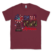 Burgundy small town america Classic Tee - CowhideDigitalArt